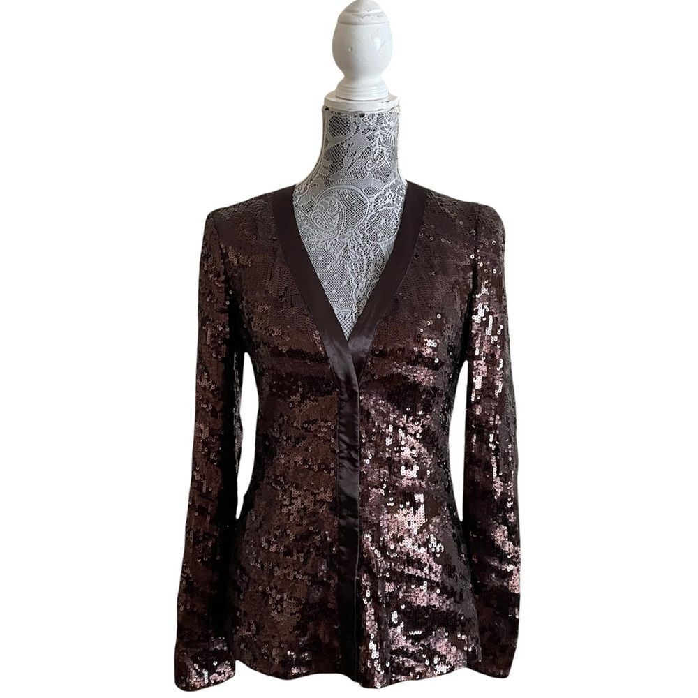 Rachel Zoe Bailey Sequin Cardigan Blazer Brown Size Small